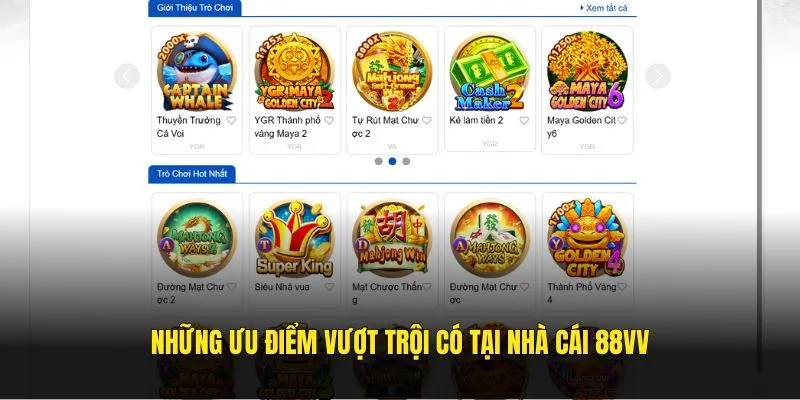 Những ưu điểm vượt trội có tại nhà cái 88VV